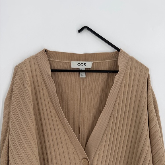 COS Sweaters - Cos Loose Fit Ribbed Raglan Sleeve Cardigan In Beige